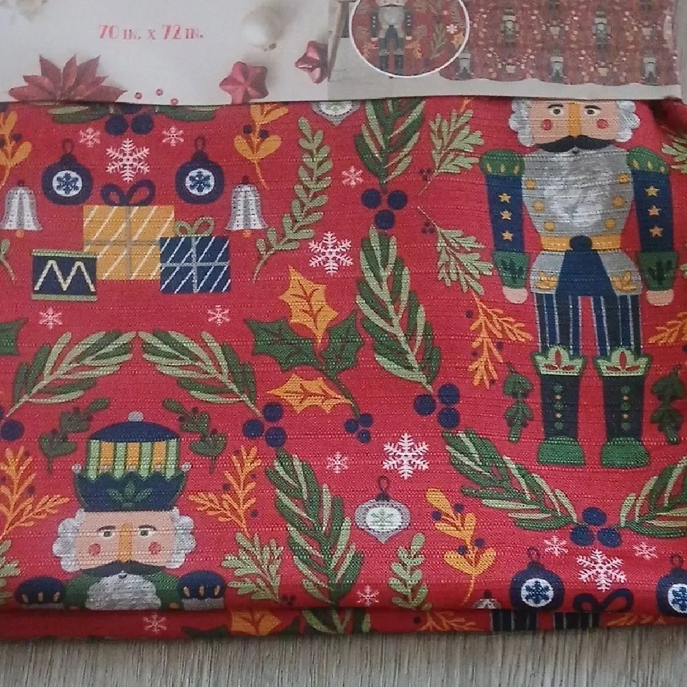Festive Nutcracker Printed Christmas Holiday Shower Curtain Red Sz 70